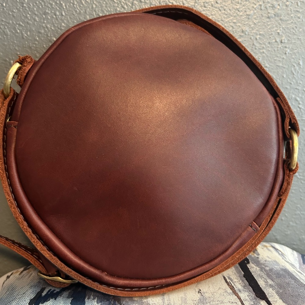 Portland Leather Small Circle Crossbody in Cognac - Picture 2 of 6